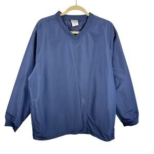 HPI Direct Vintage Navy Blue V-Neck Lightweight Pullover Windbreaker Mens Size M